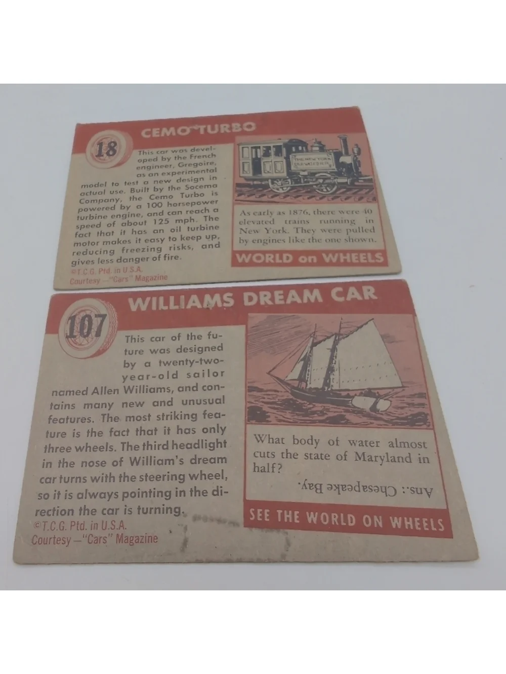 1954 Topps Car Card Set 6 Prototypes Cemo Turbo, Lucciola, Allen Williams++